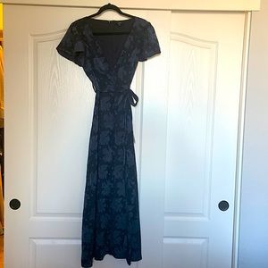 LuLus Navy Blue Jacquard Maxi Dress